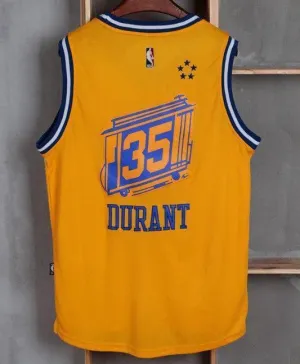 Men GSW 35 Kevin Durant Jersey Yellow City Edition Golden State Warriors