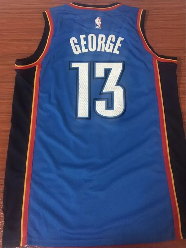 Men OKC 13 Paul George Jersey Blue Oklahoma City Thunder Swingman Fanatics