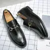 Mens Chain Buckle Decoration Slip On Loafers Classic Business Non Slip Oxford Shoes Lightweight Breathable Walking Shoes Comfortable Wear Resistant Workplace Work Shoes Attend A Meeting Dress Shoes