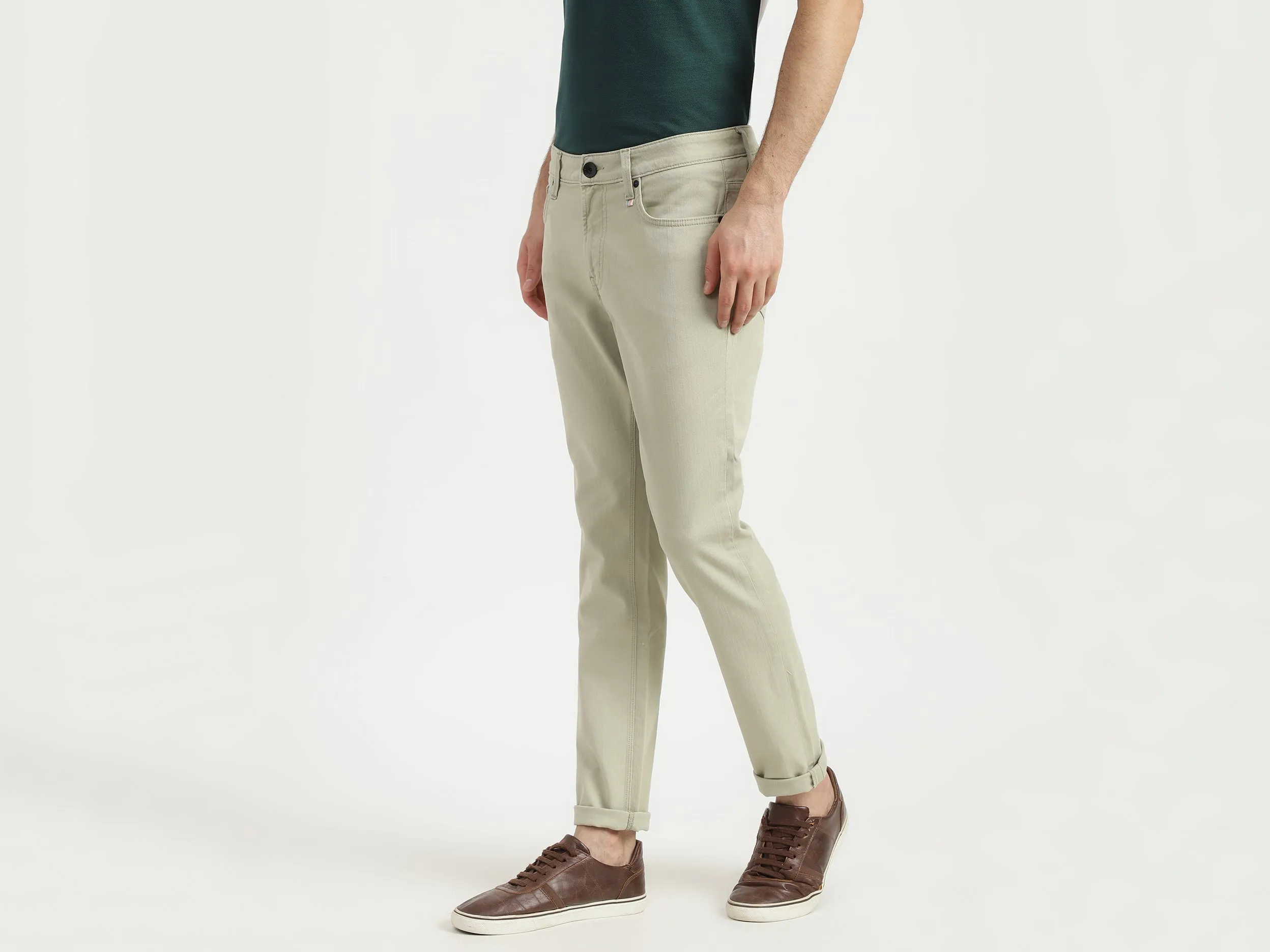 Mens Cropped Solid Jeans