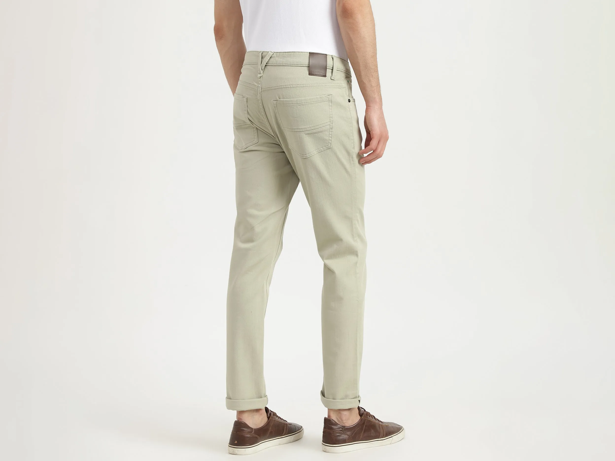 Mens Cropped Solid Jeans