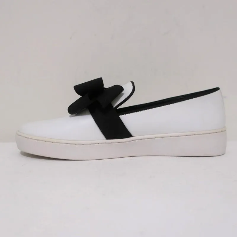 Michael Kors Val Runway Bow Skate Sneakers White Leather Size 37 NEW