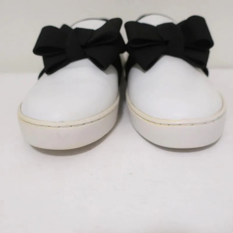 Michael Kors Val Runway Bow Skate Sneakers White Leather Size 37 NEW