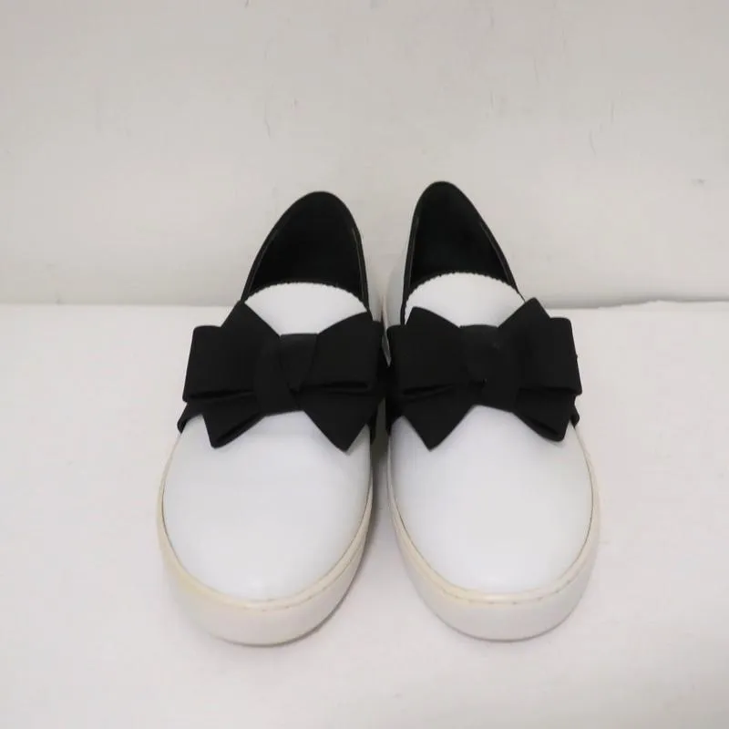 Michael Kors Val Runway Bow Skate Sneakers White Leather Size 37 NEW