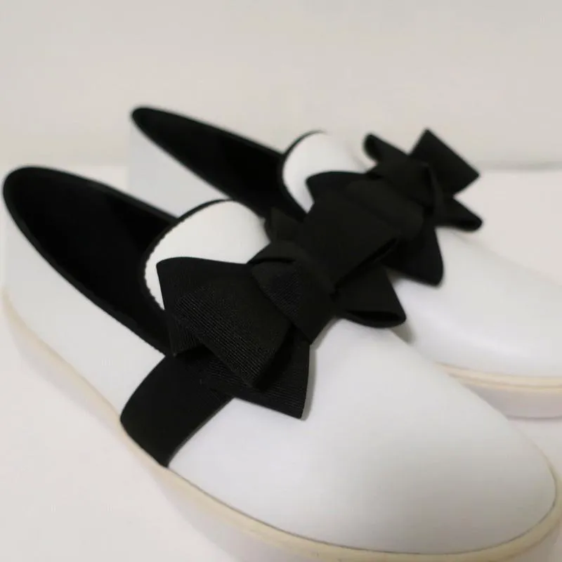 Michael Kors Val Runway Bow Skate Sneakers White Leather Size 37 NEW