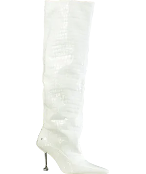 Naked Wolfe White Texas Croc Patent Leather Boots UK 7 EU 40 👠