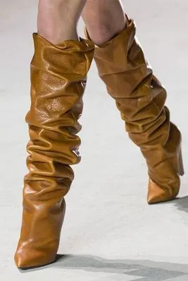 New Luxury Crystal Shoes Woman Pointed Toe Knee High Boots Sexy Rhinestone Chunky Spike Heel Boots Ladies Botas Mujer