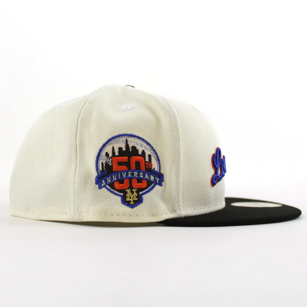 New York Mets (Los Mets) 50TH Anniversary New Era 59Fifty Fitted Hat (CHROME WHITE Black GREEN Under Brim)
