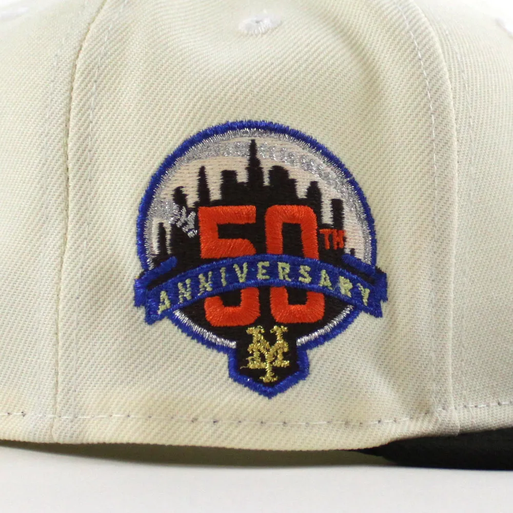 New York Mets (Los Mets) 50TH Anniversary New Era 59Fifty Fitted Hat (CHROME WHITE Black GREEN Under Brim)