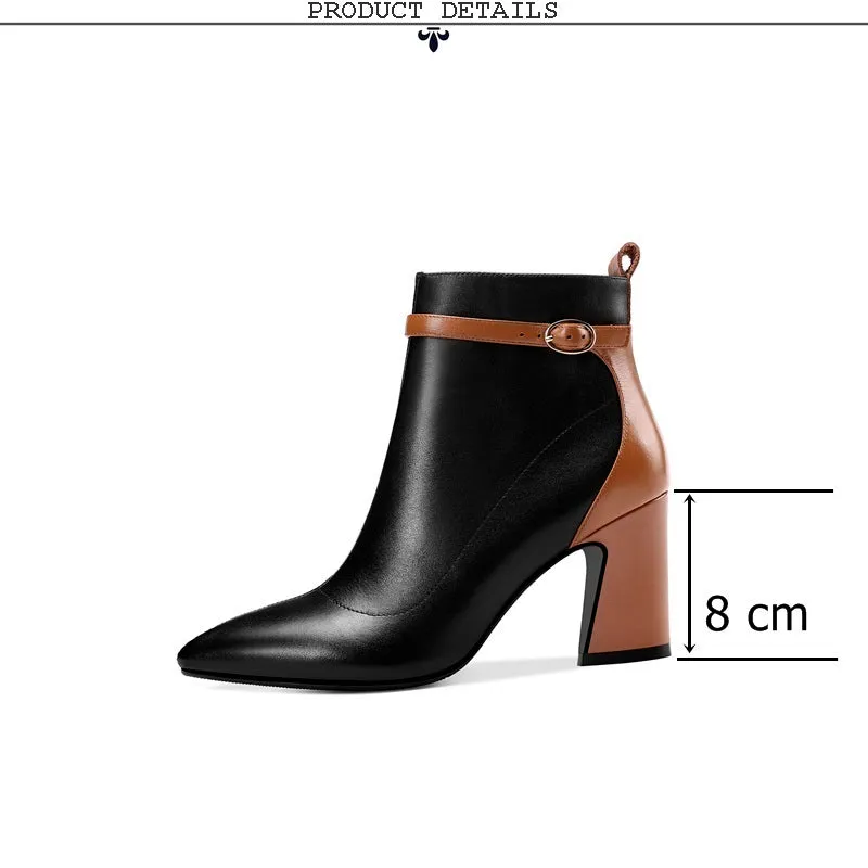 newest fashion mixed colors genuine leather winter ankle boots pointed toe super high strange style zipper shoes women
