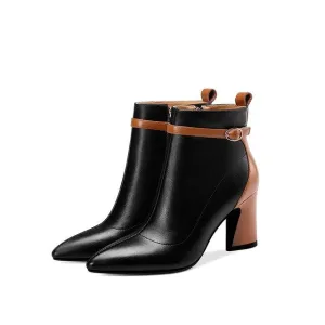 newest fashion mixed colors genuine leather winter ankle boots pointed toe super high strange style zipper shoes women