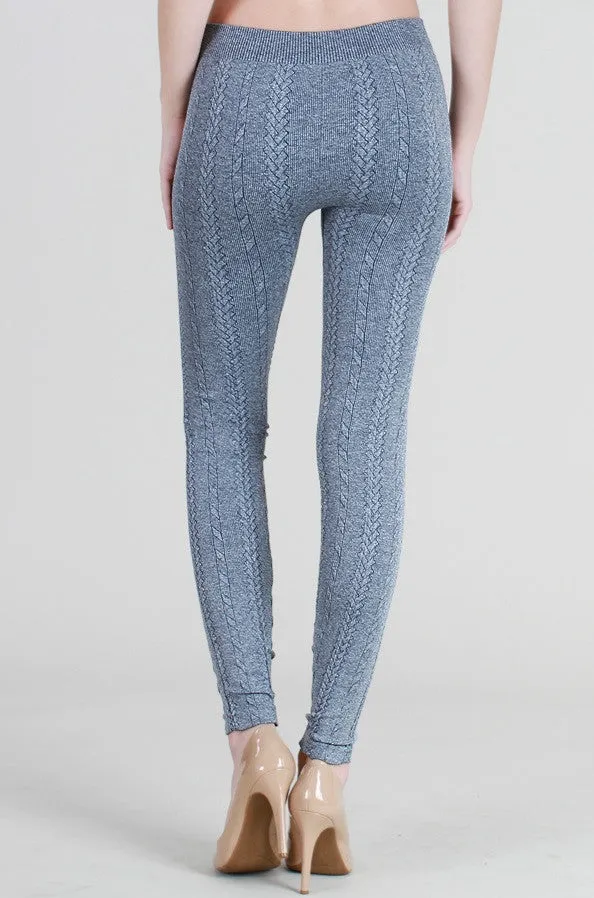 Niki Biki | Knit Braid Sweater Leggings Denim