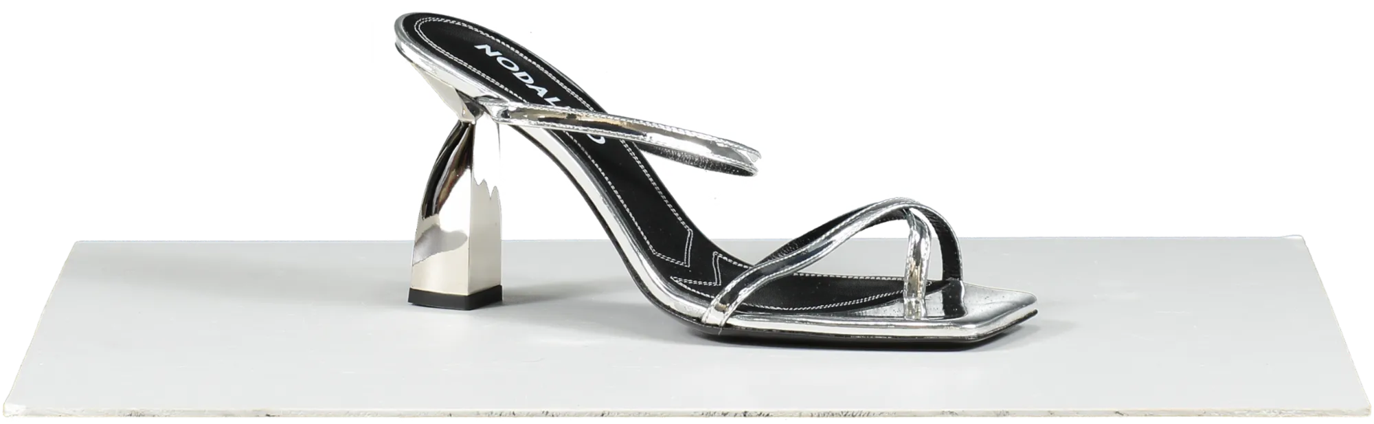 nodaleto Metallic Silver Angel Heeled Sandals UK 6 EU 39 👠