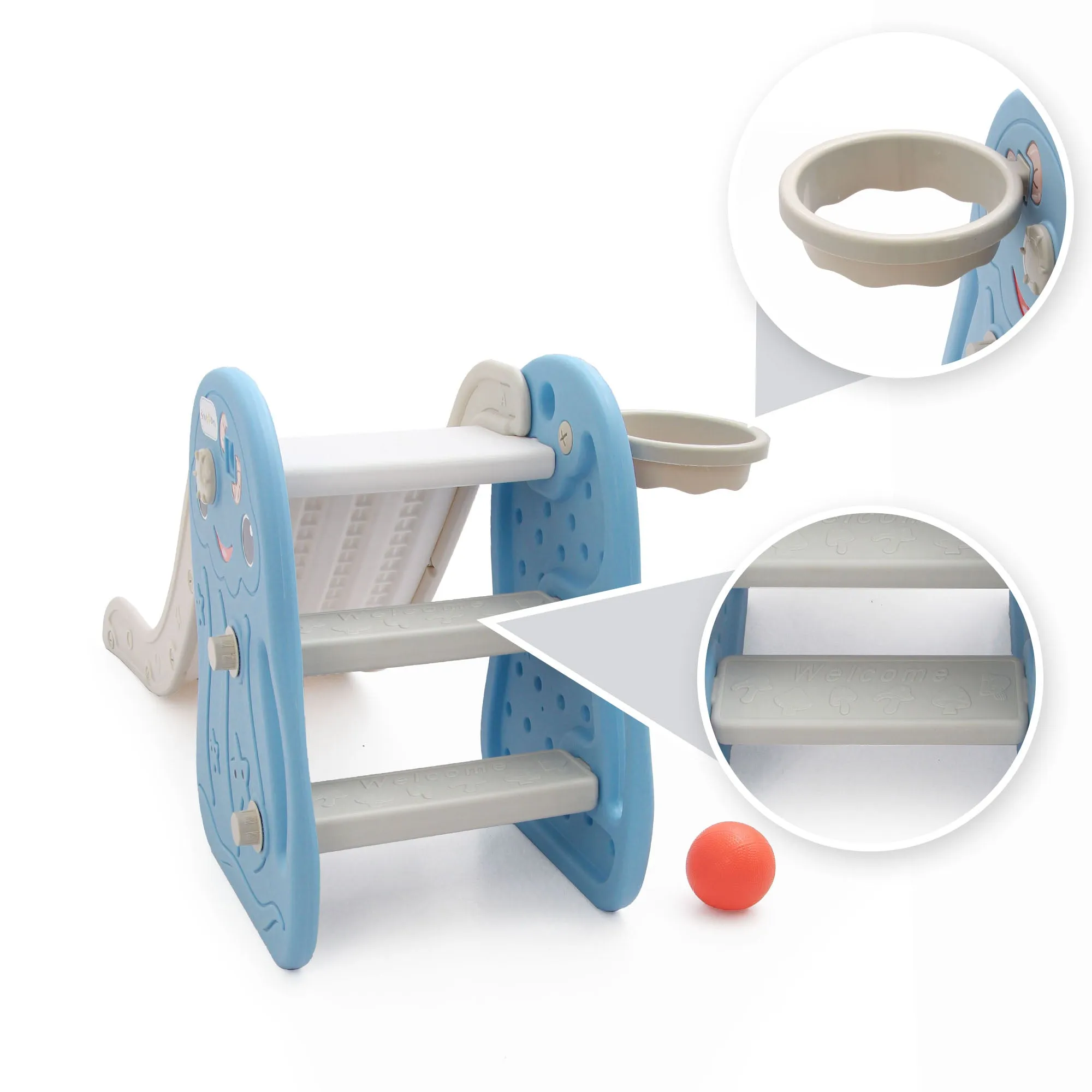 Octopus Kids Slide with Basketball Hoop | 2 in 1 Mini Baby Slide