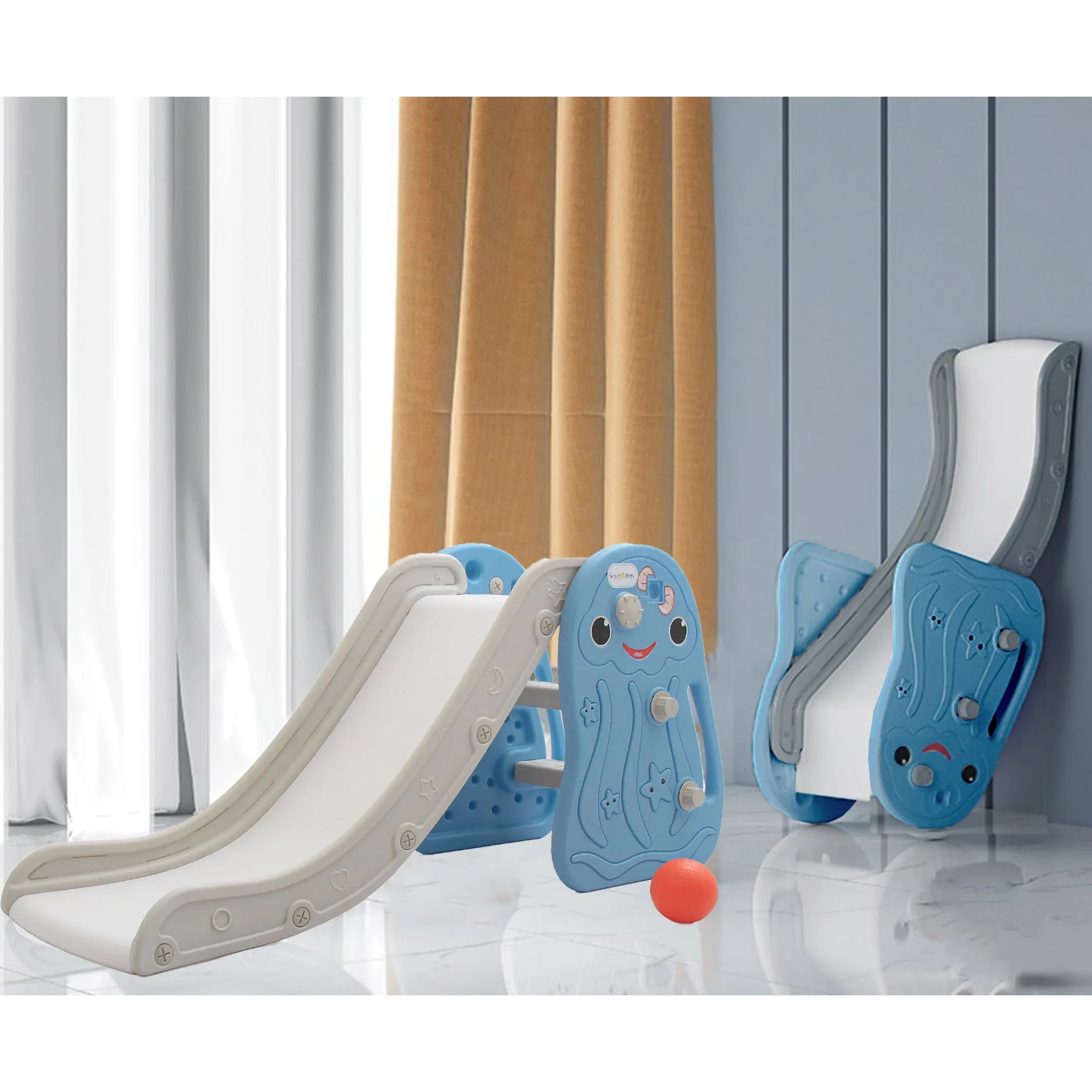 Octopus Kids Slide with Basketball Hoop | 2 in 1 Mini Baby Slide
