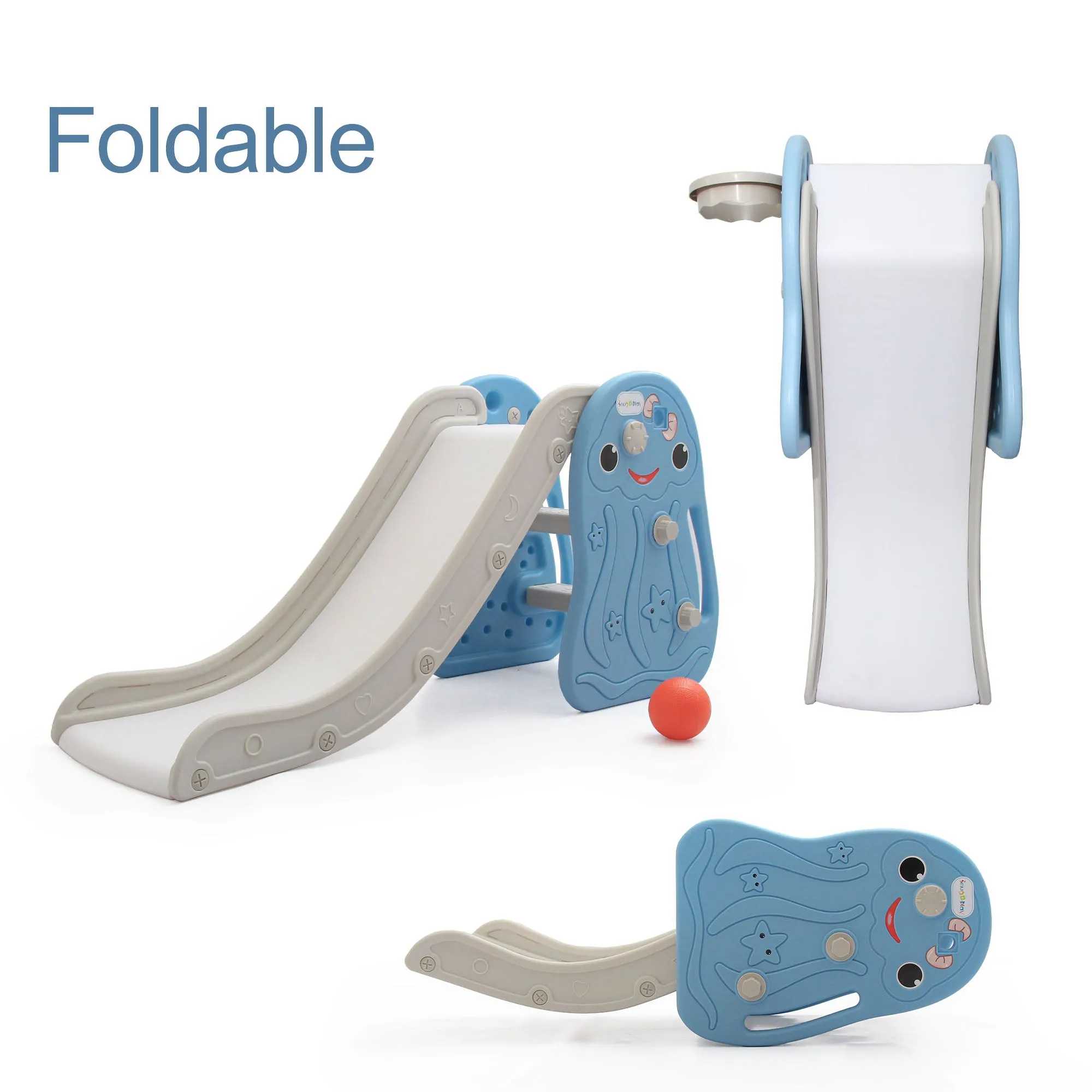 Octopus Kids Slide with Basketball Hoop | 2 in 1 Mini Baby Slide