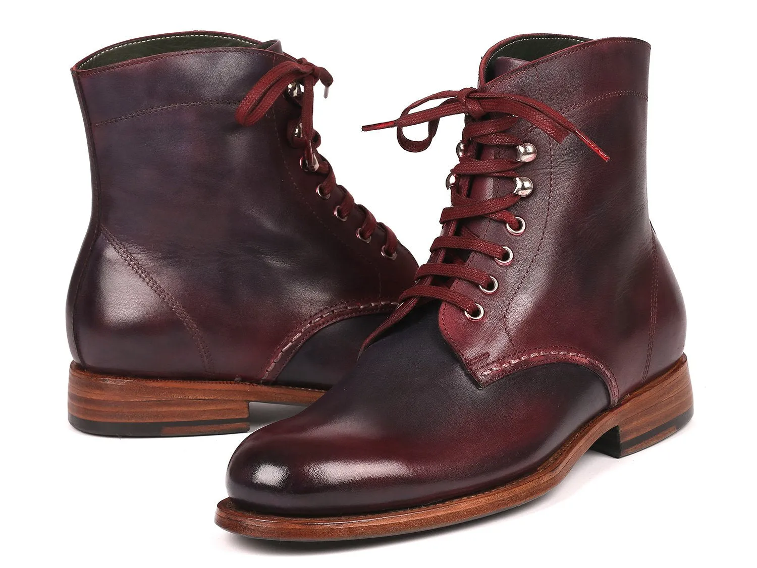 Paul Parkman Bordeaux & Navy Leather Boots