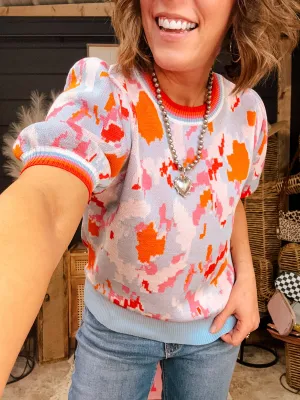 Powder Blue Mix Retro Bubbles Sweater