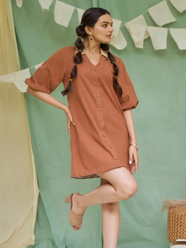 Raw umber detachable dress