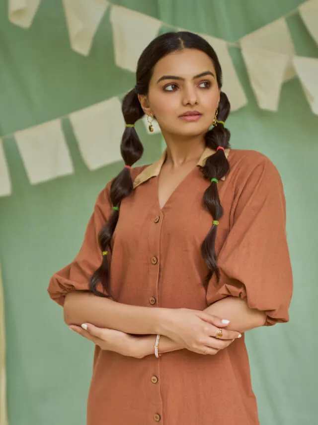 Raw umber detachable dress