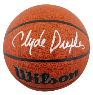 Rockets Clyde Drexler Authentic Signed Wilson Basketball BAS Witnessed