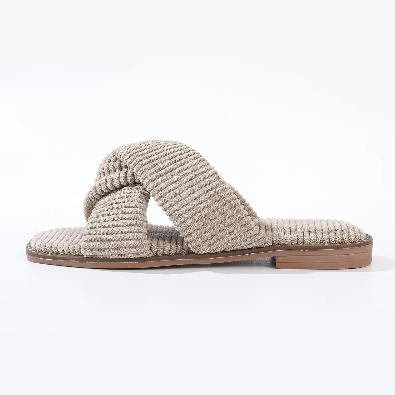 Roxoni Velvet Piping Flat Sandals for Women - Stylish Studs Around Outsole, Dressy Footwear for Summer Ideal