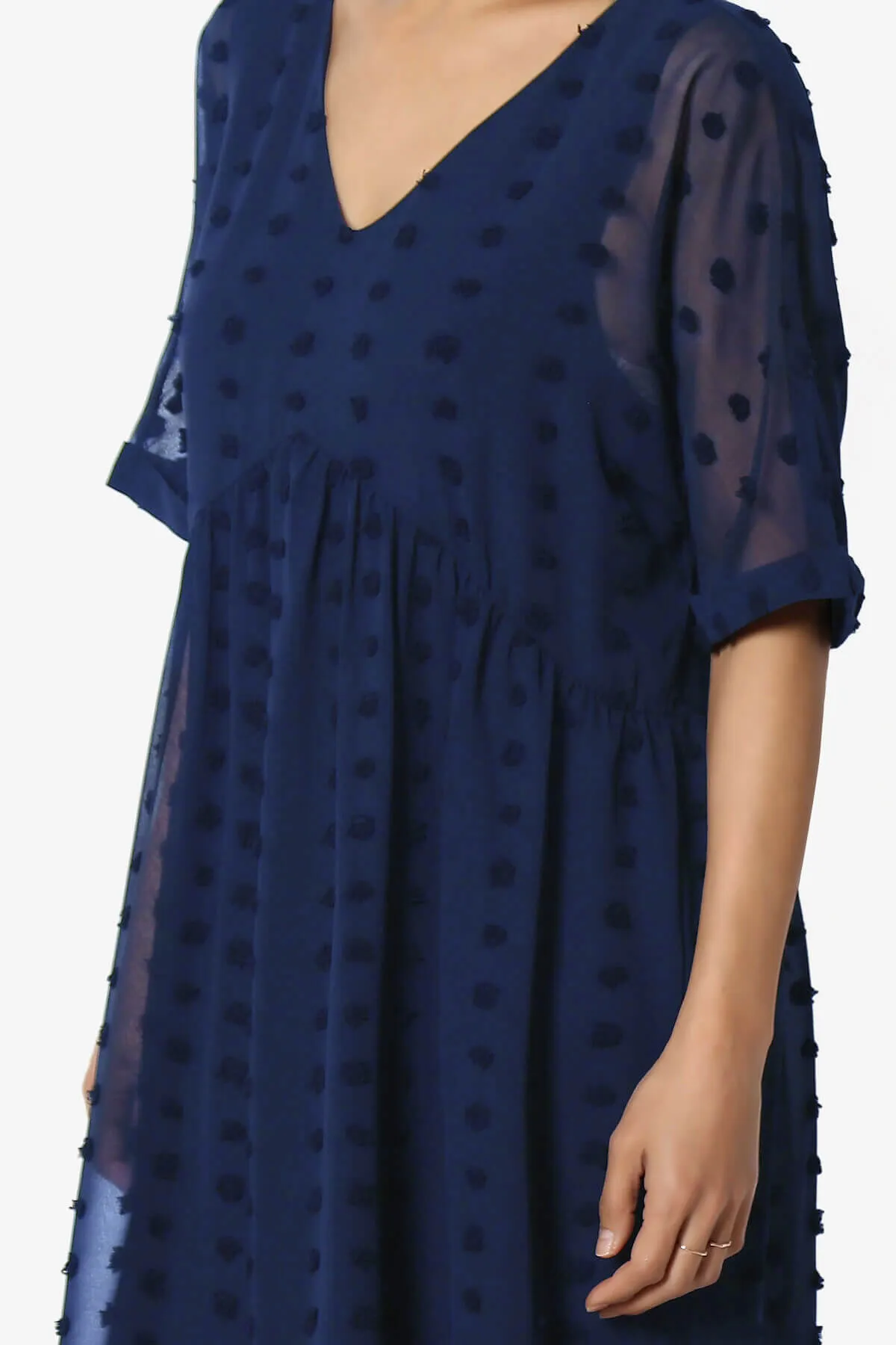 Sandra Swiss Dot Short Sleeve Babydoll Dress PLUS
