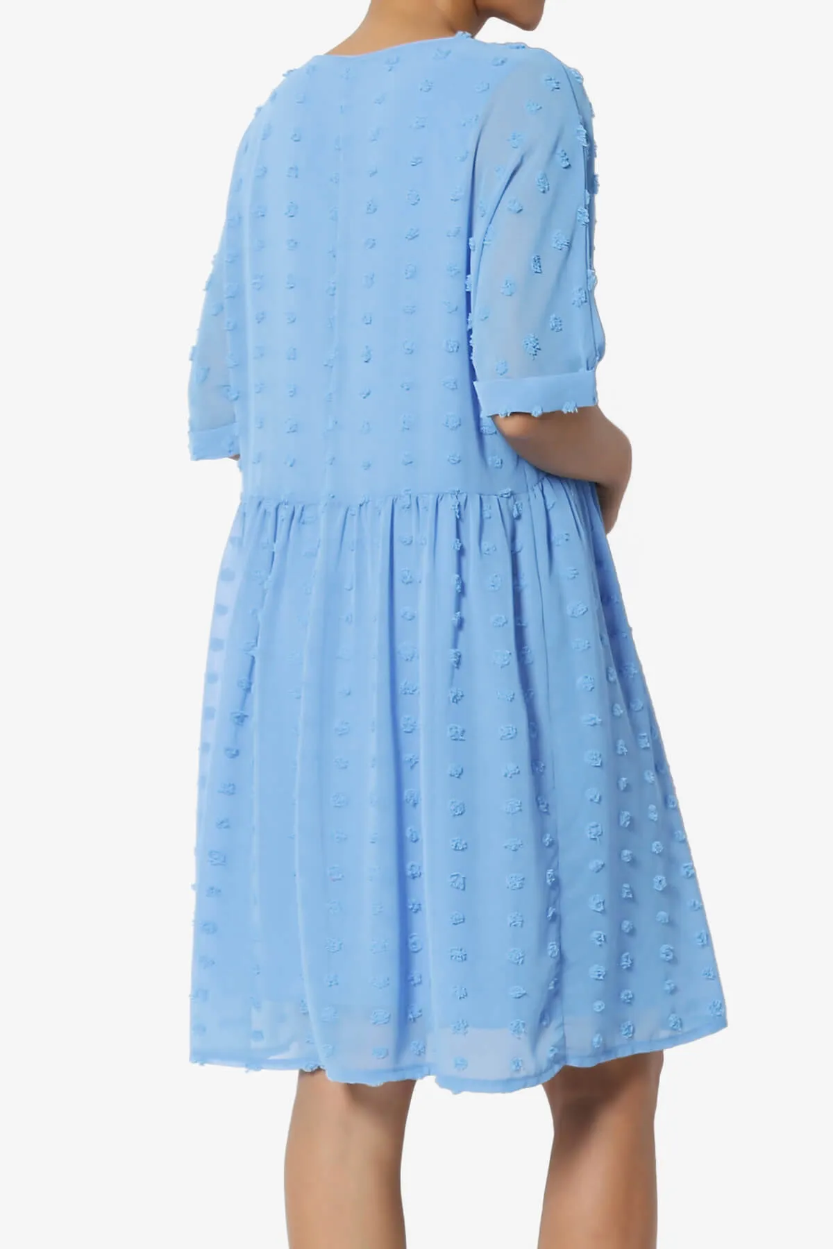 Sandra Swiss Dot Short Sleeve Babydoll Dress PLUS