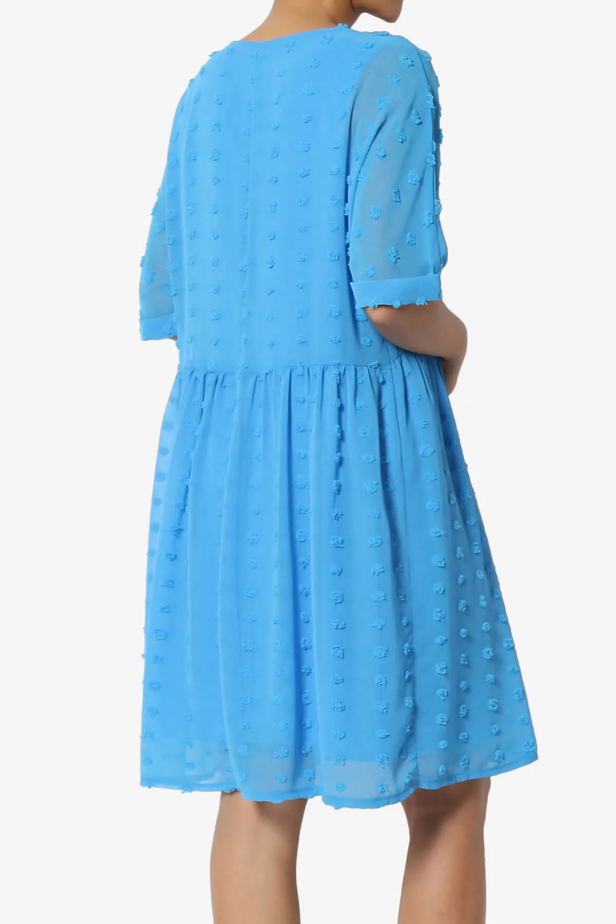Sandra Swiss Dot Short Sleeve Babydoll Dress PLUS