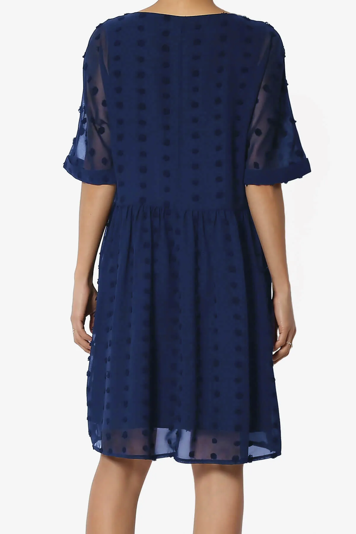 Sandra Swiss Dot Short Sleeve Babydoll Dress PLUS