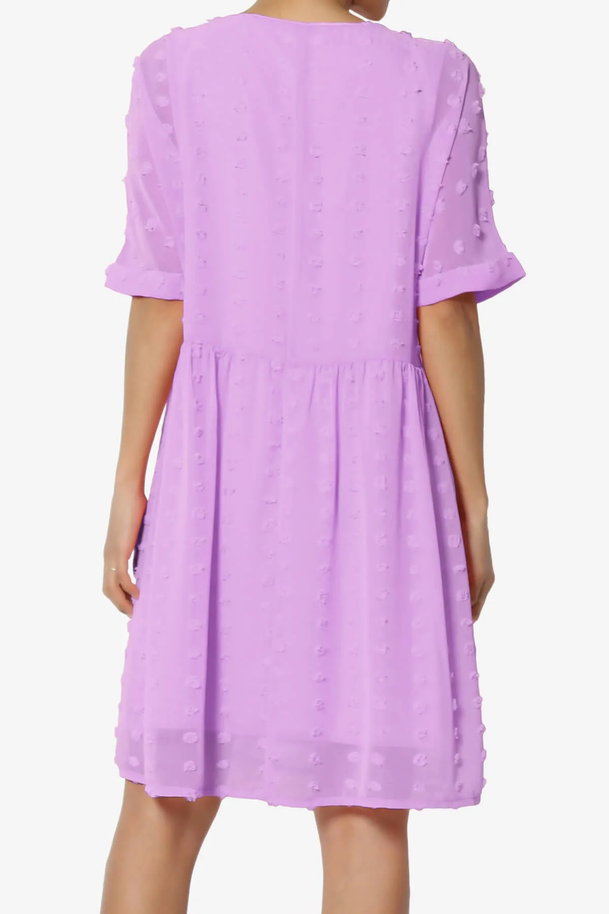 Sandra Swiss Dot Short Sleeve Babydoll Dress PLUS
