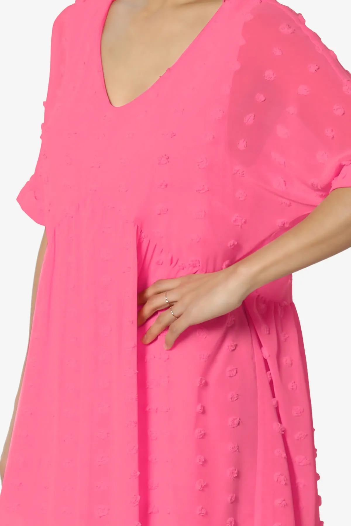 Sandra Swiss Dot Short Sleeve Babydoll Dress PLUS
