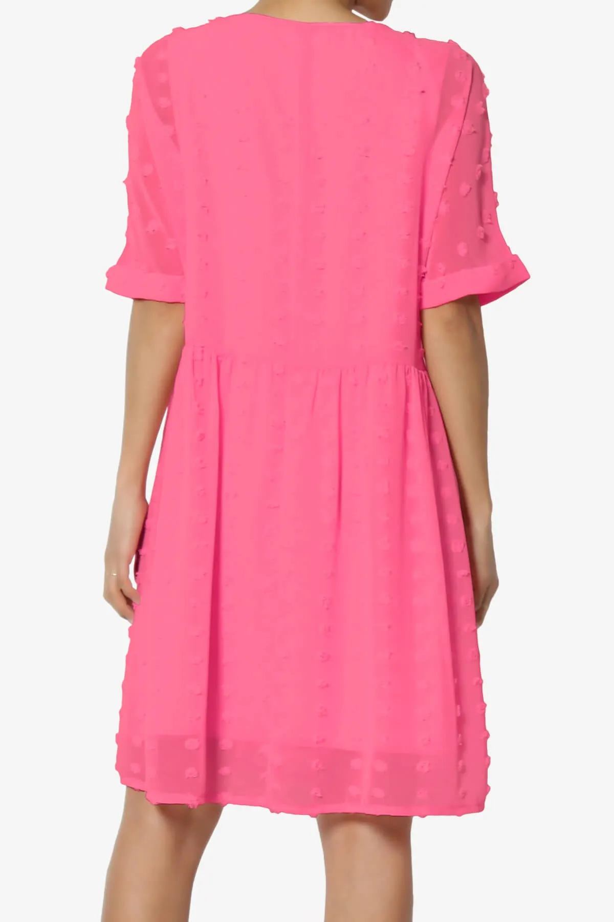 Sandra Swiss Dot Short Sleeve Babydoll Dress PLUS