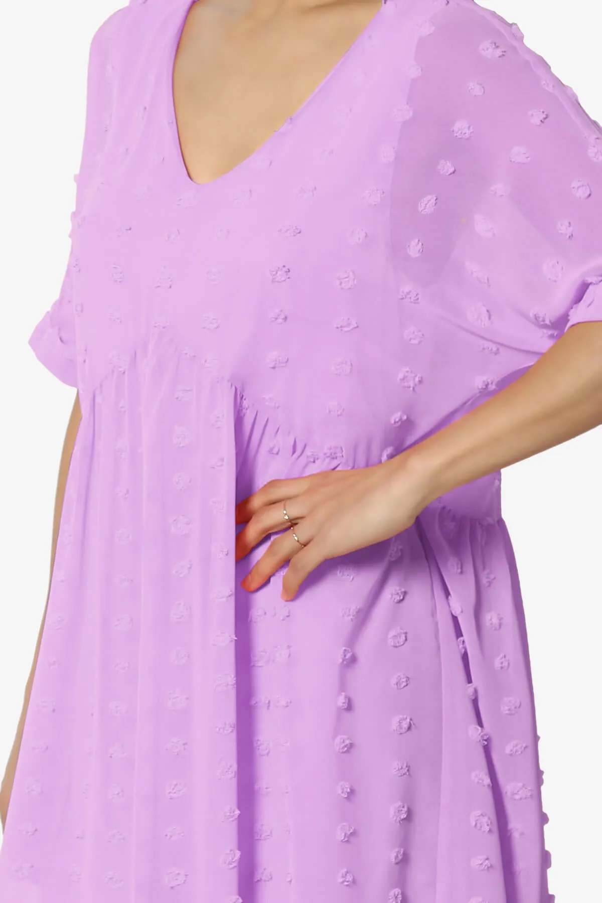 Sandra Swiss Dot Short Sleeve Babydoll Dress PLUS