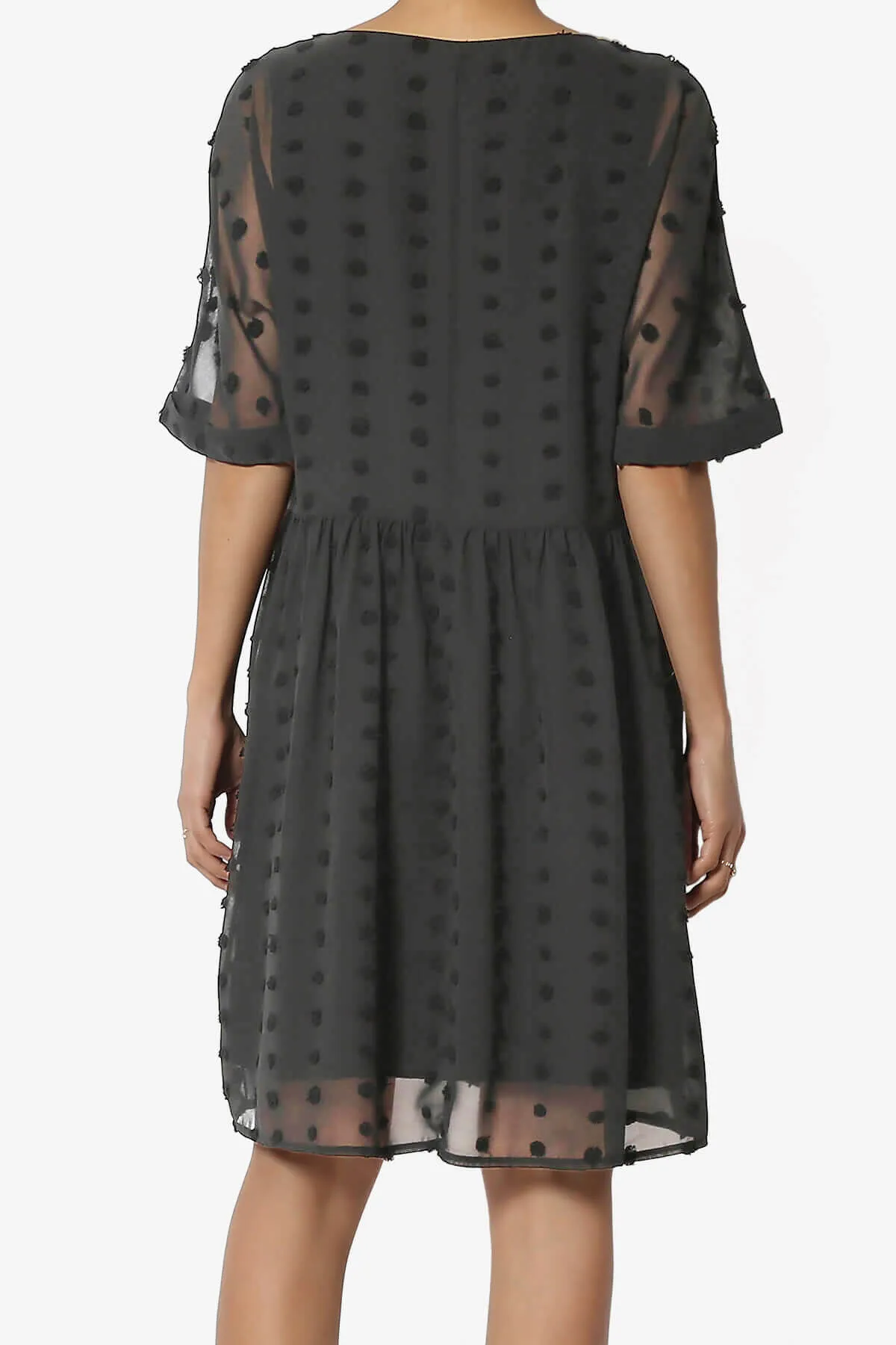 Sandra Swiss Dot Short Sleeve Babydoll Dress PLUS