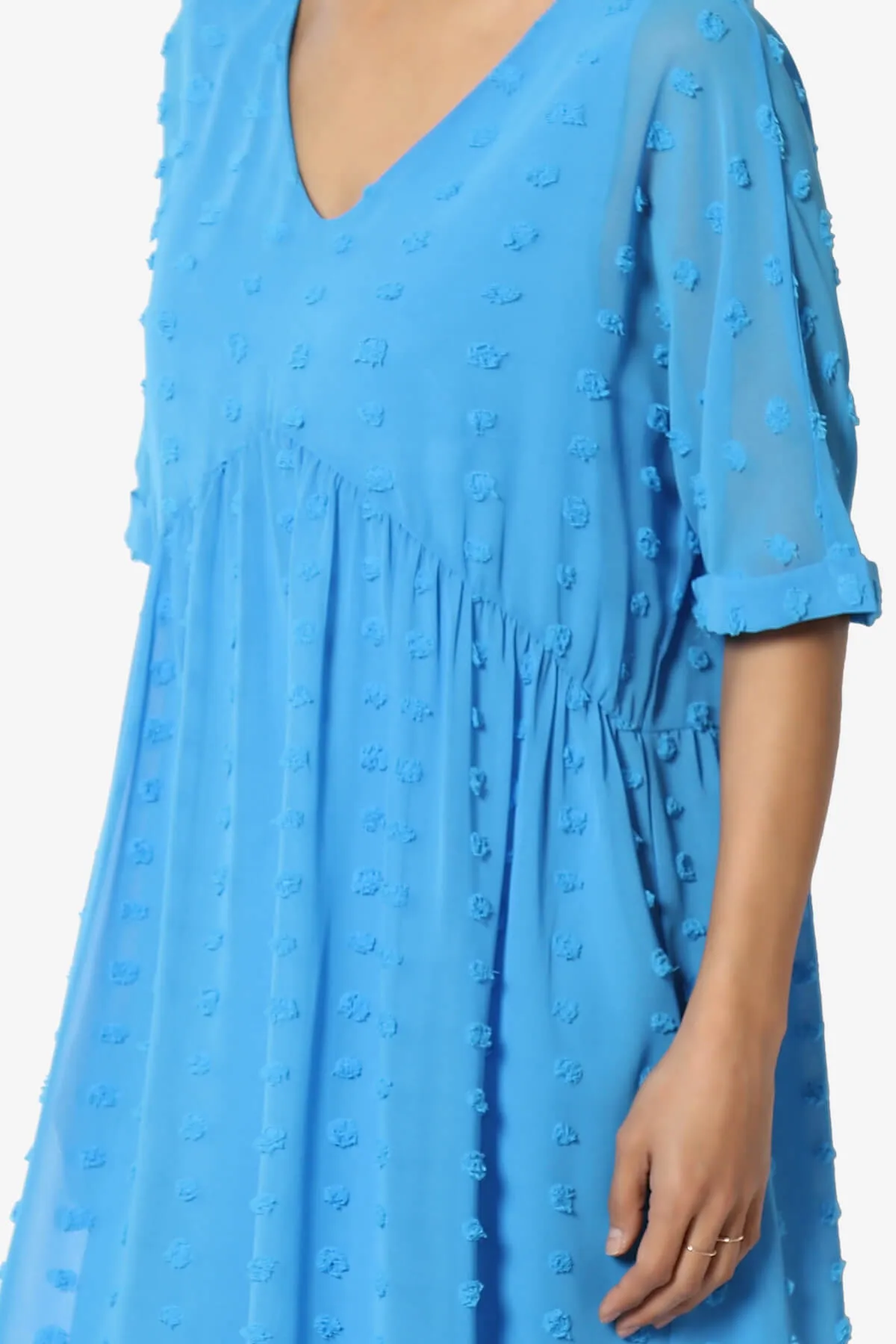 Sandra Swiss Dot Short Sleeve Babydoll Dress PLUS