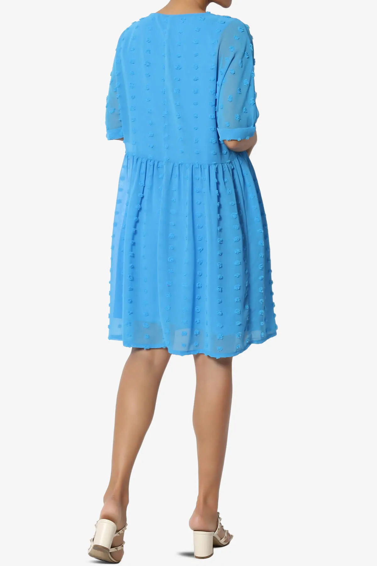 Sandra Swiss Dot Short Sleeve Babydoll Dress PLUS