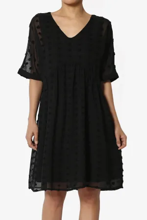 Sandra Swiss Dot Short Sleeve Babydoll Dress PLUS
