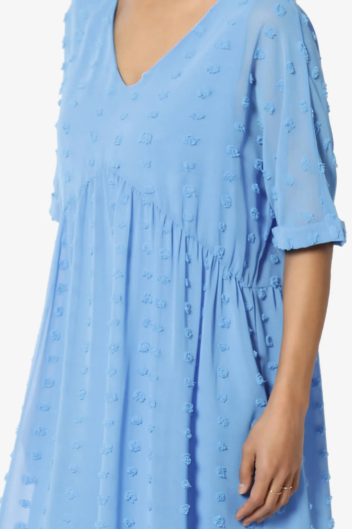 Sandra Swiss Dot Short Sleeve Babydoll Dress PLUS