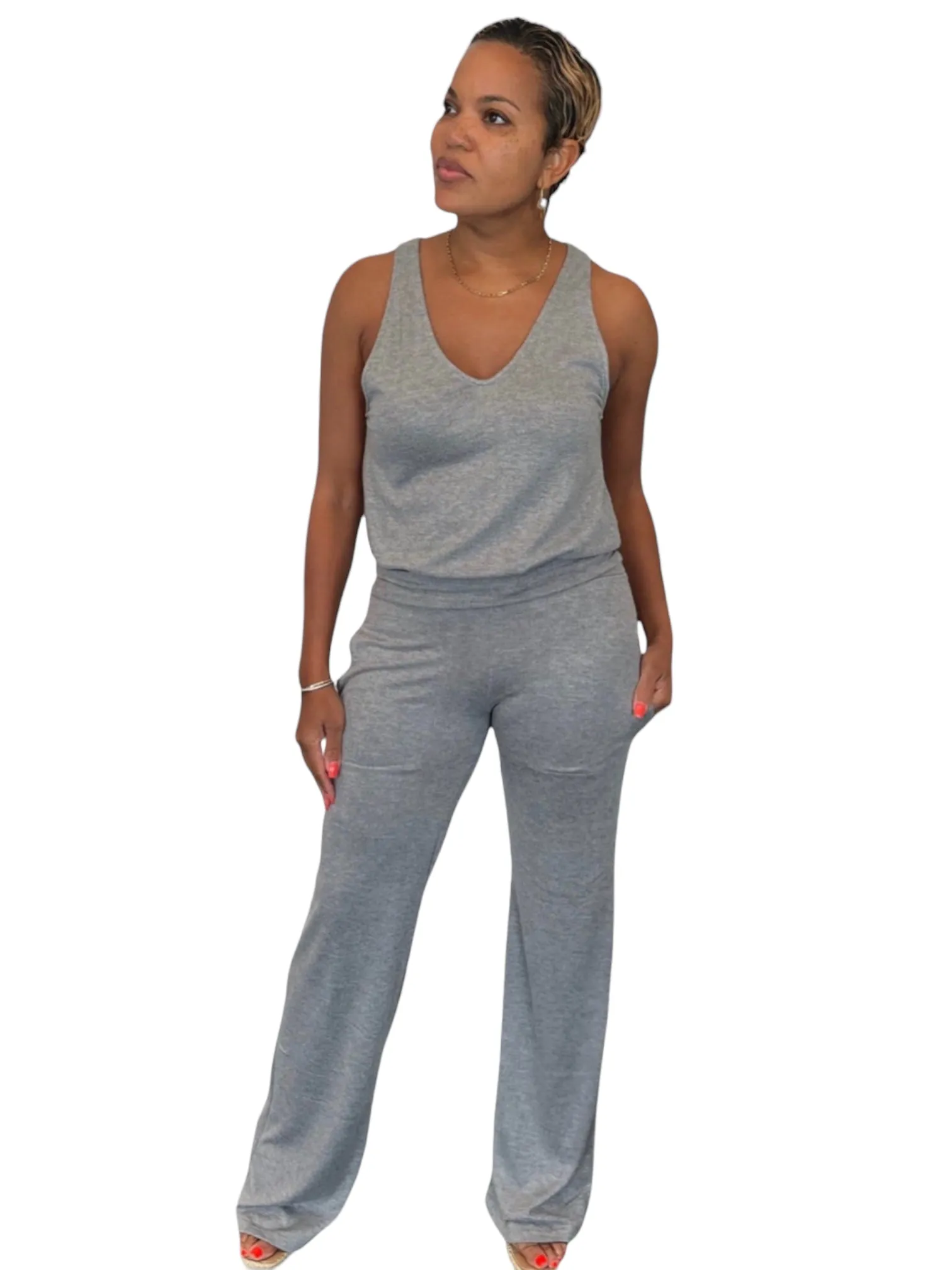 Shanti - Heather Grey Wide Leg Pants - TN-152