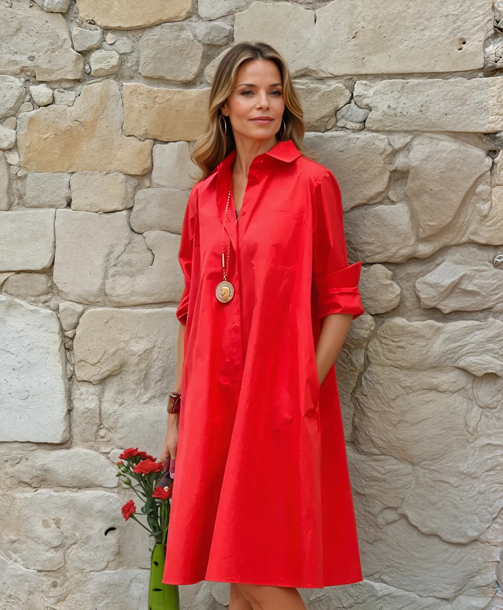 Shirt Dress – Cotton Blend – Relaxed Fit