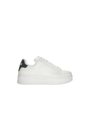 Sneakers Addict In Action Leather Con Rubber Patch Sul Retro - Bianco Nero