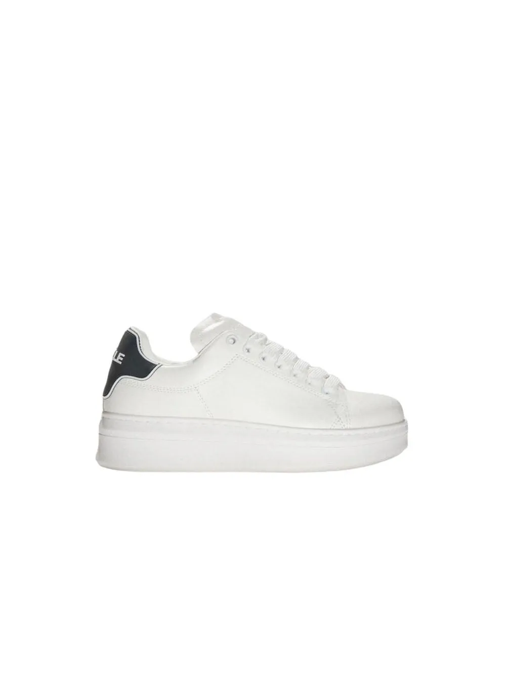 Sneakers Addict In Action Leather Con Rubber Patch Sul Retro - Bianco Nero