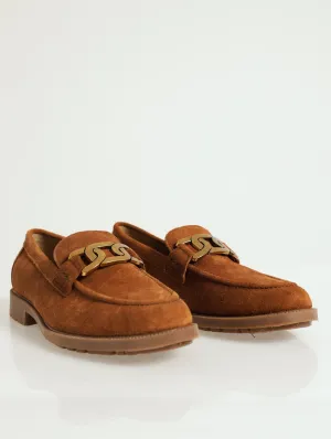 Suede Slip On With Link Trim - Tan