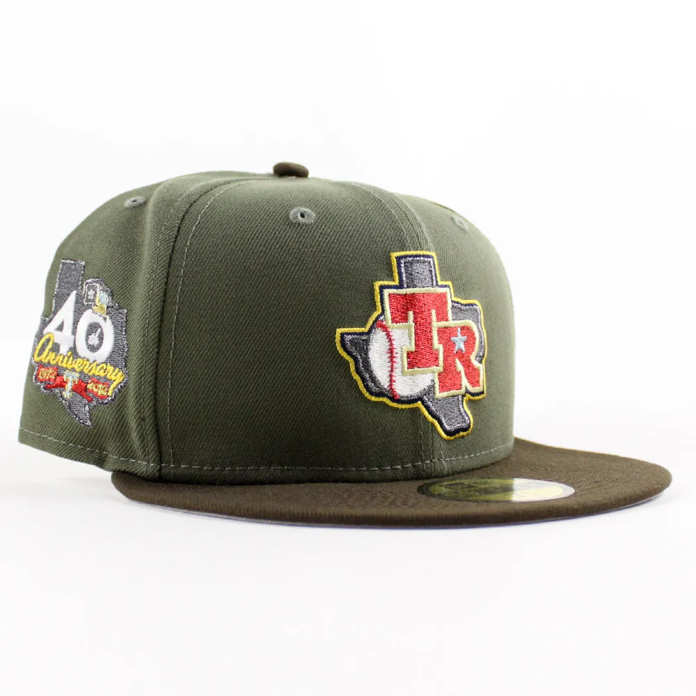 Texas Rangers 40th Anniversary New Era 59Fifty Fitted Hat (Olive Green Walnut Gray Under Brim)