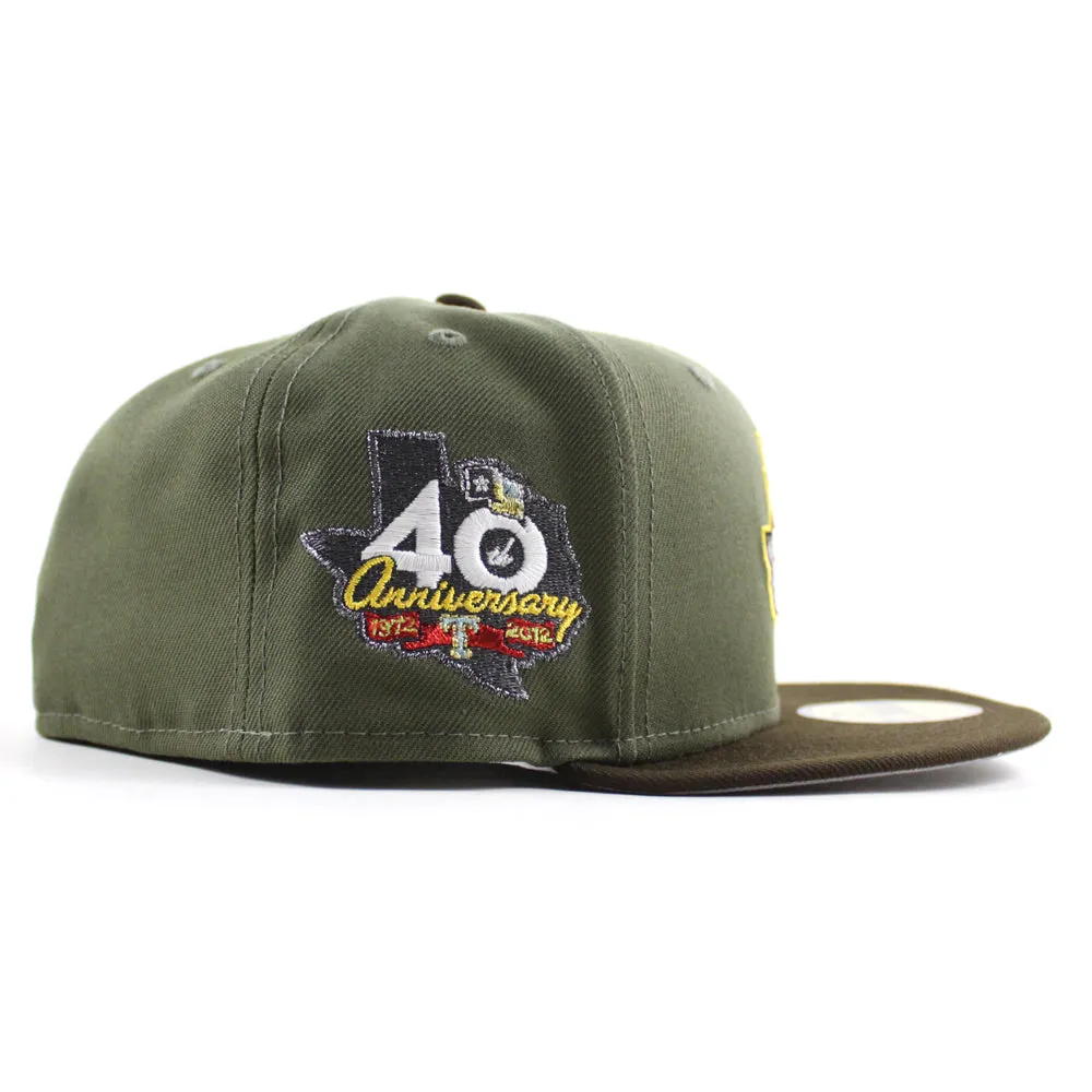 Texas Rangers 40th Anniversary New Era 59Fifty Fitted Hat (Olive Green Walnut Gray Under Brim)