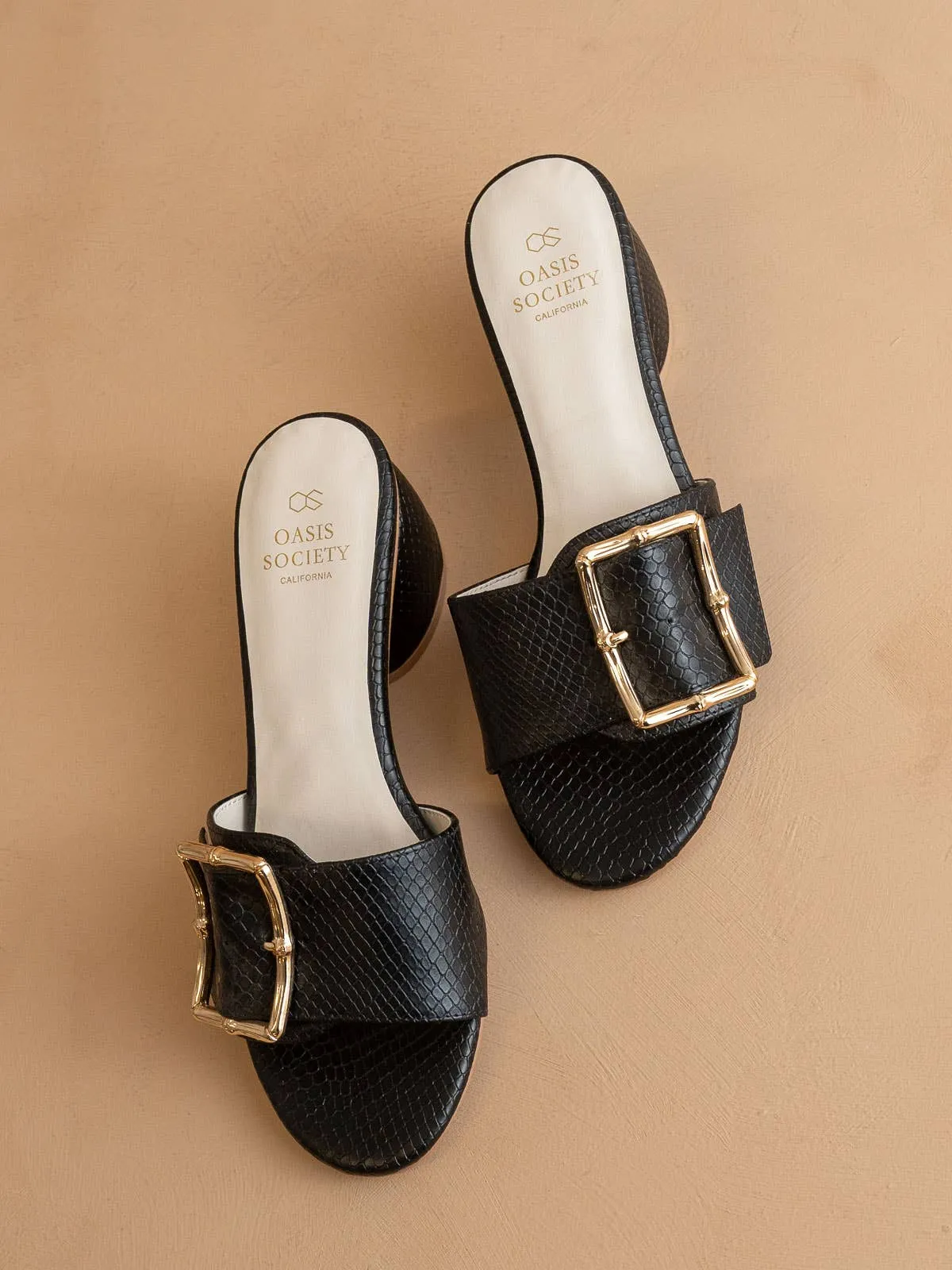 The Tucson Black | Low Heel with Bamboo Buckle