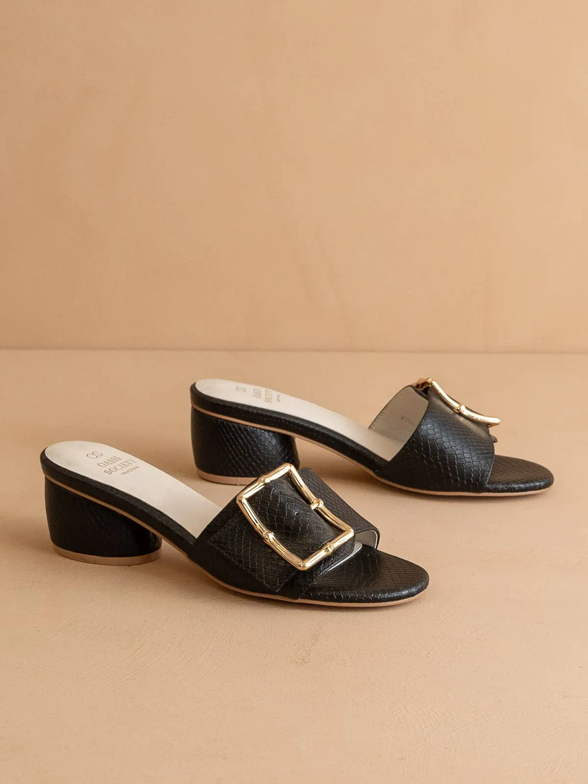 The Tucson Black | Low Heel with Bamboo Buckle