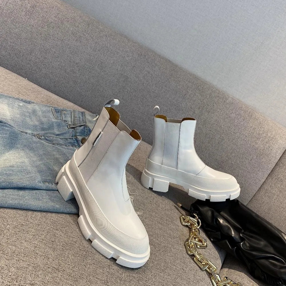 Thick Sole Platform Punk Boots Round Toe Ankle Boots
