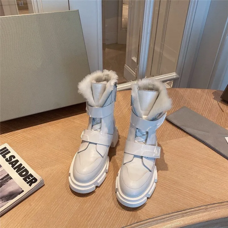 Thick Sole Platform Punk Boots Round Toe Ankle Boots